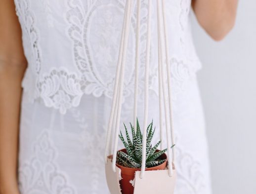 DIY Hanging Leather Planter