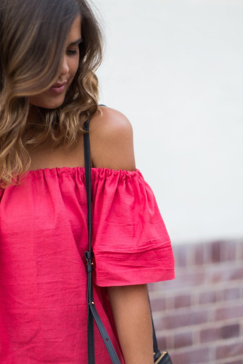 DIY off the shoulder top linen