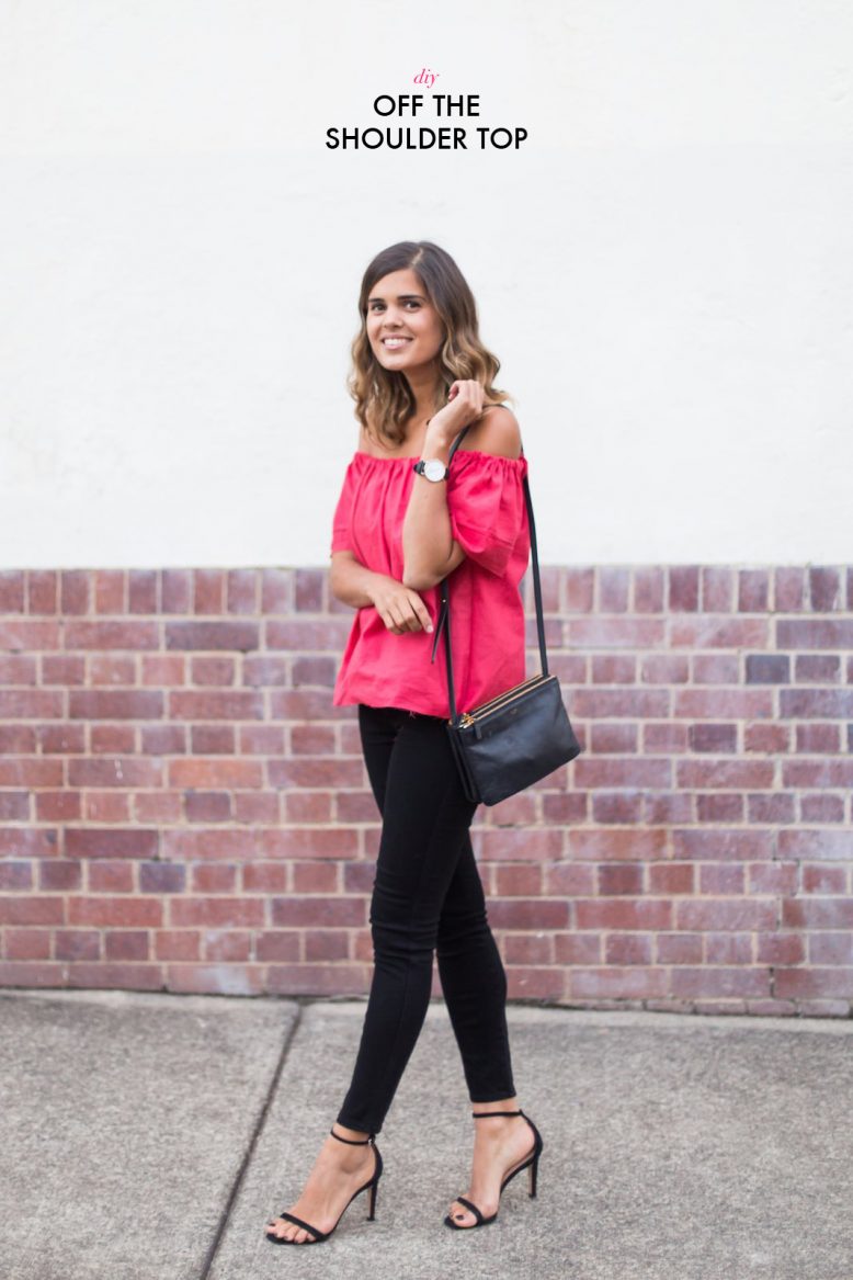 DIY off the shoulder top linen