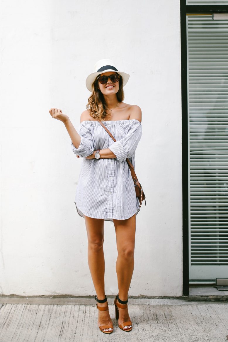 Men's Shirt Into An Off The Shoulder Dress