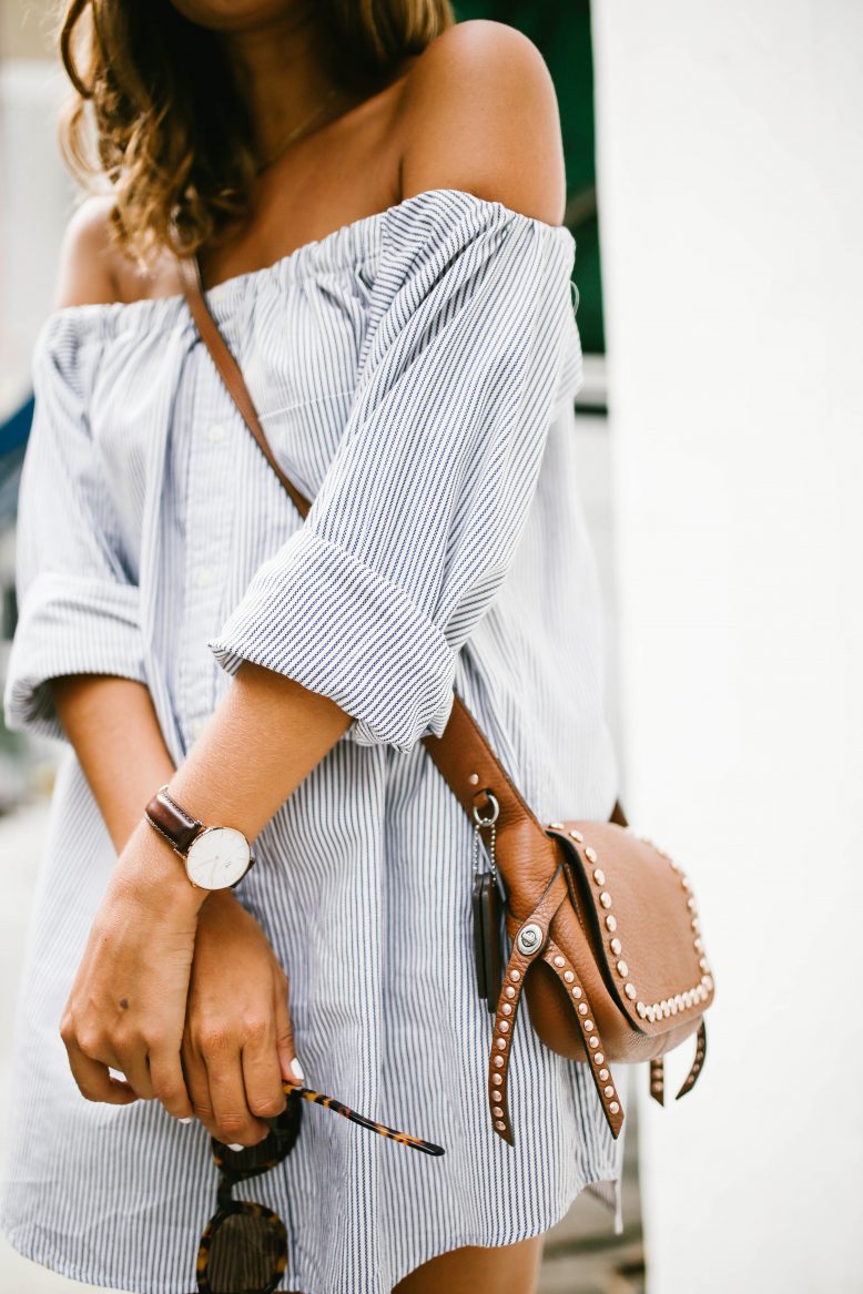 Men's Shirt Into An Off The Shoulder Dress