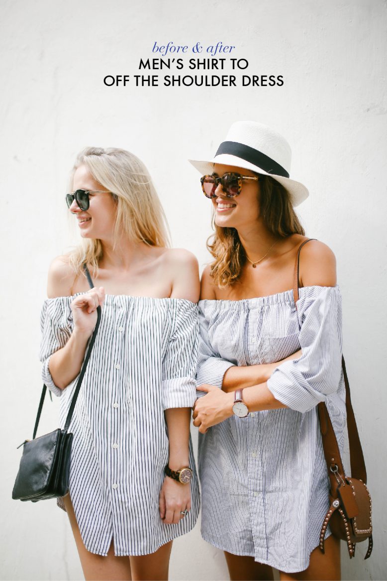 Before After Men's Shirt Off The Shoulder Dress