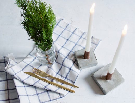 DIY Copper and Concrete Candle Holders