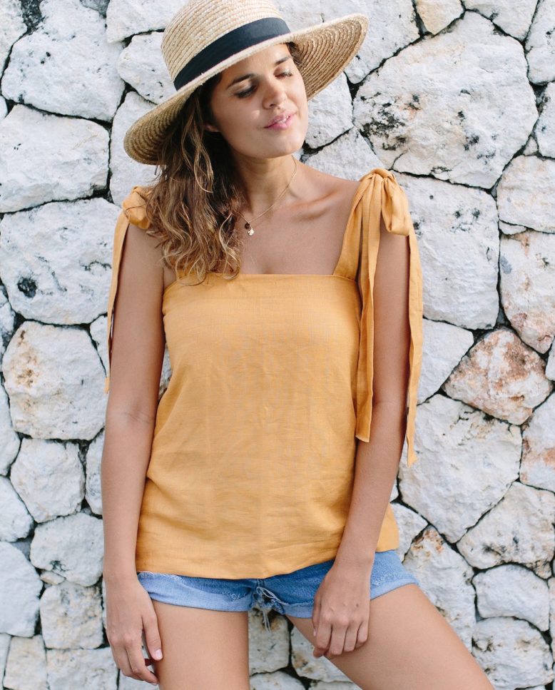 DIY Shoulder Tie Linen Top 3