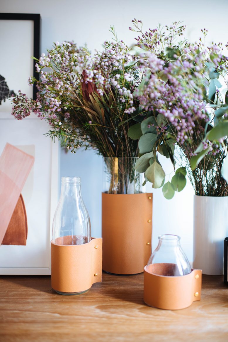 DIY Leather Wrapped Vases
