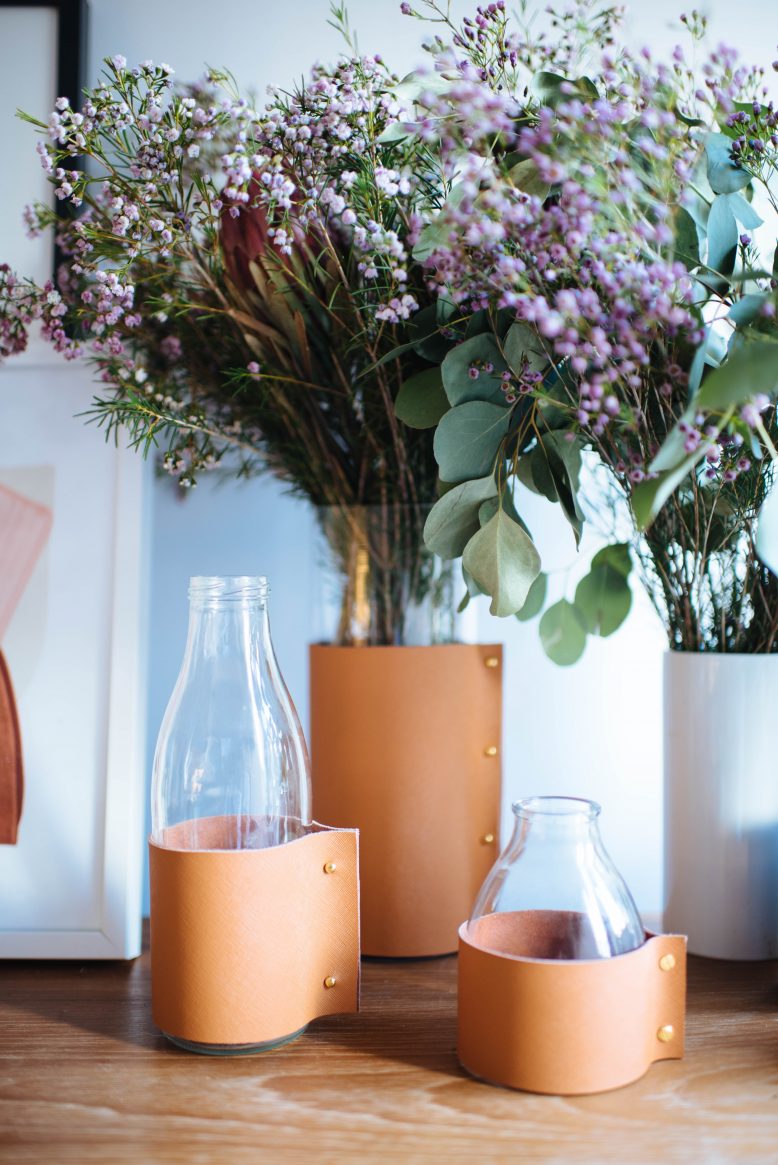 DIY Leather Wrapped Vase