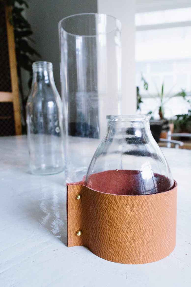 DIY Leather Wrapped Vases