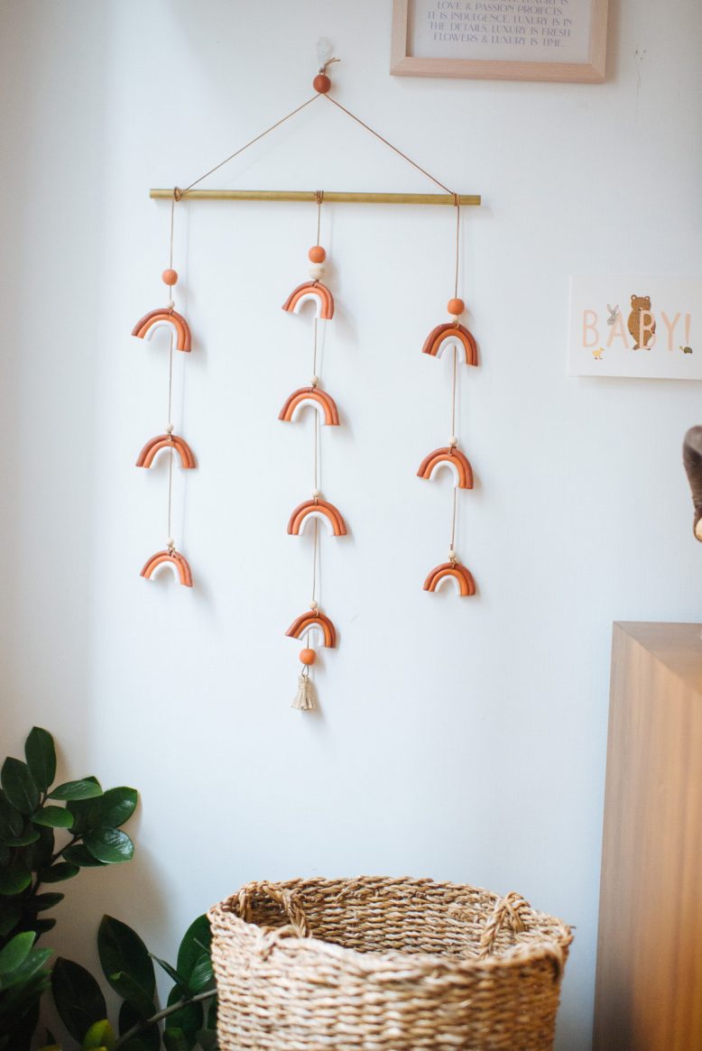 DIY Rainbow Clay Mobile-11