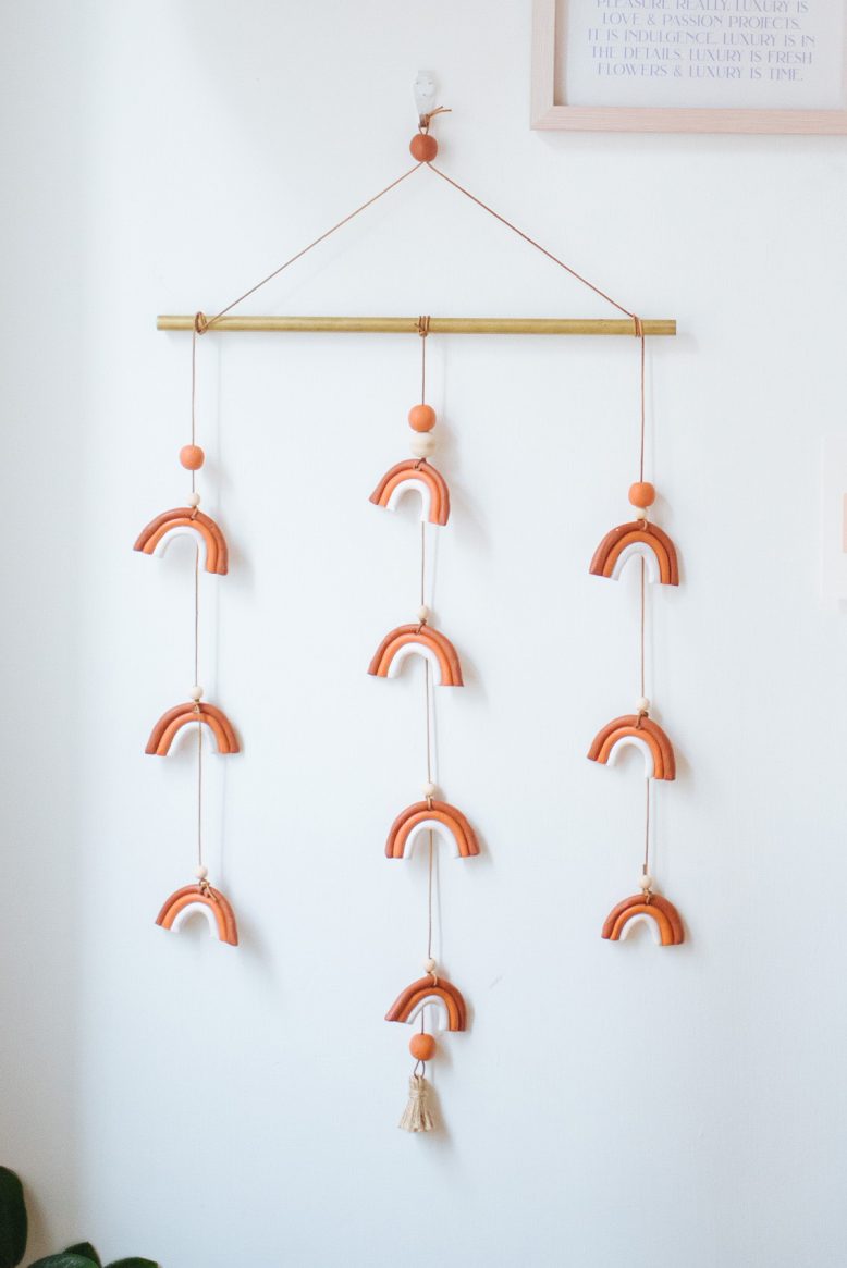 DIY Rainbow Clay Mobile-12