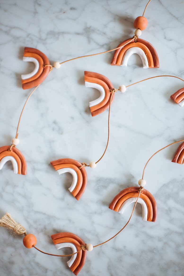 DIY Rainbow Clay Mobile-7