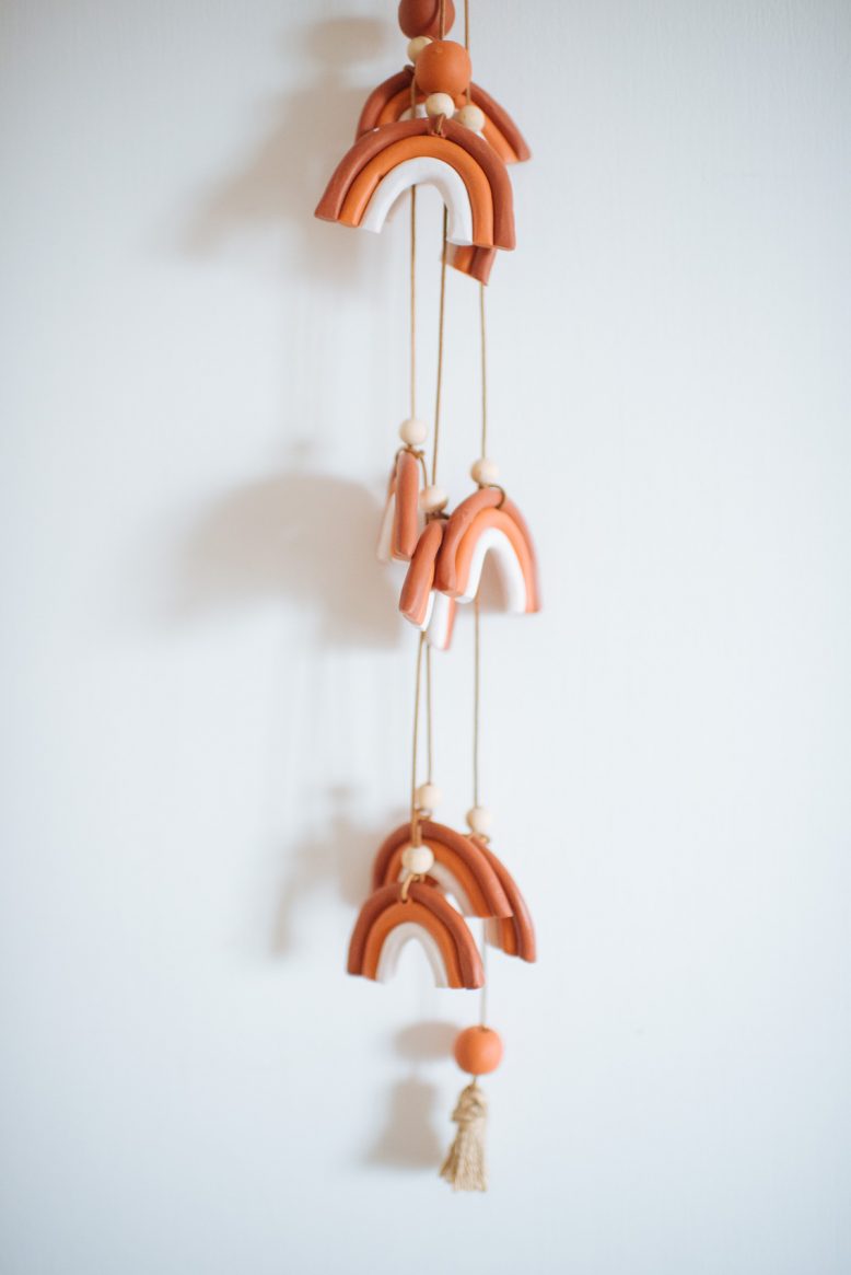 DIY Rainbow Clay Mobile-9