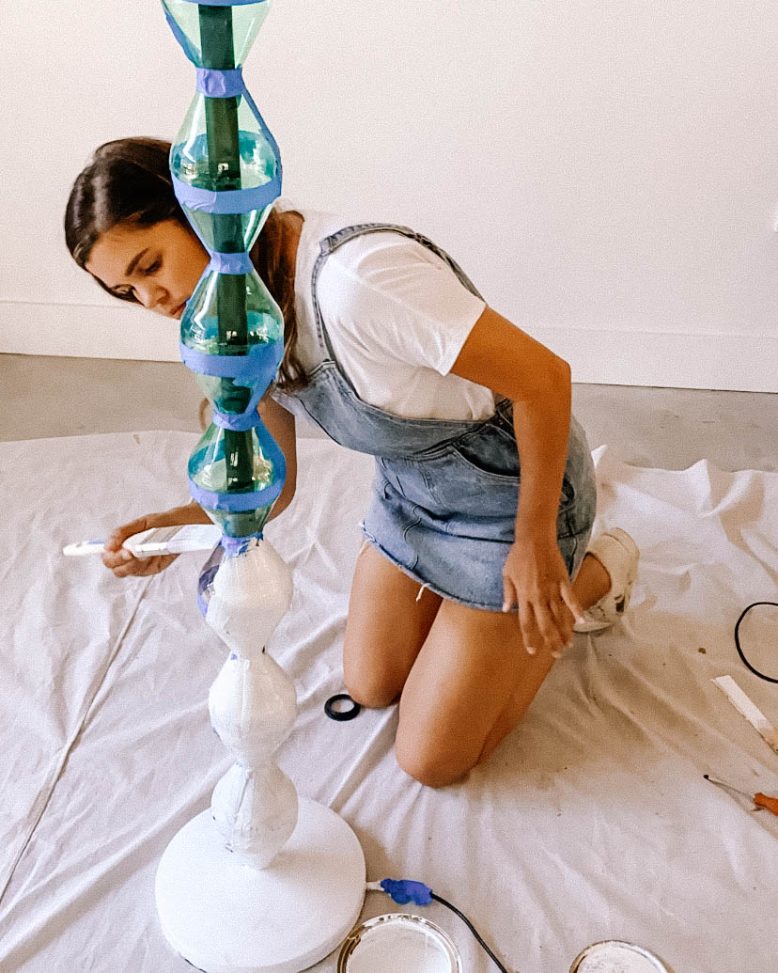 How to make a floor lamp bobble lamp out of bottles-6