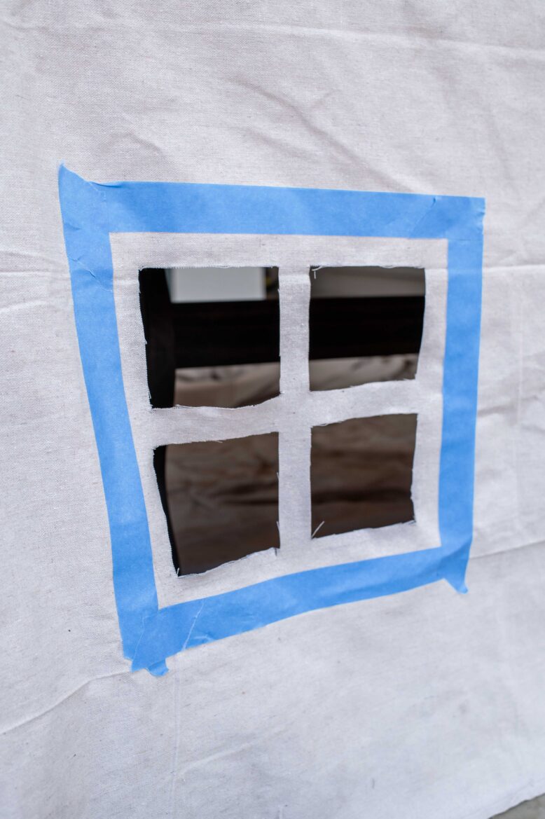 Tablecloth Cubby DIY drop cloth-6