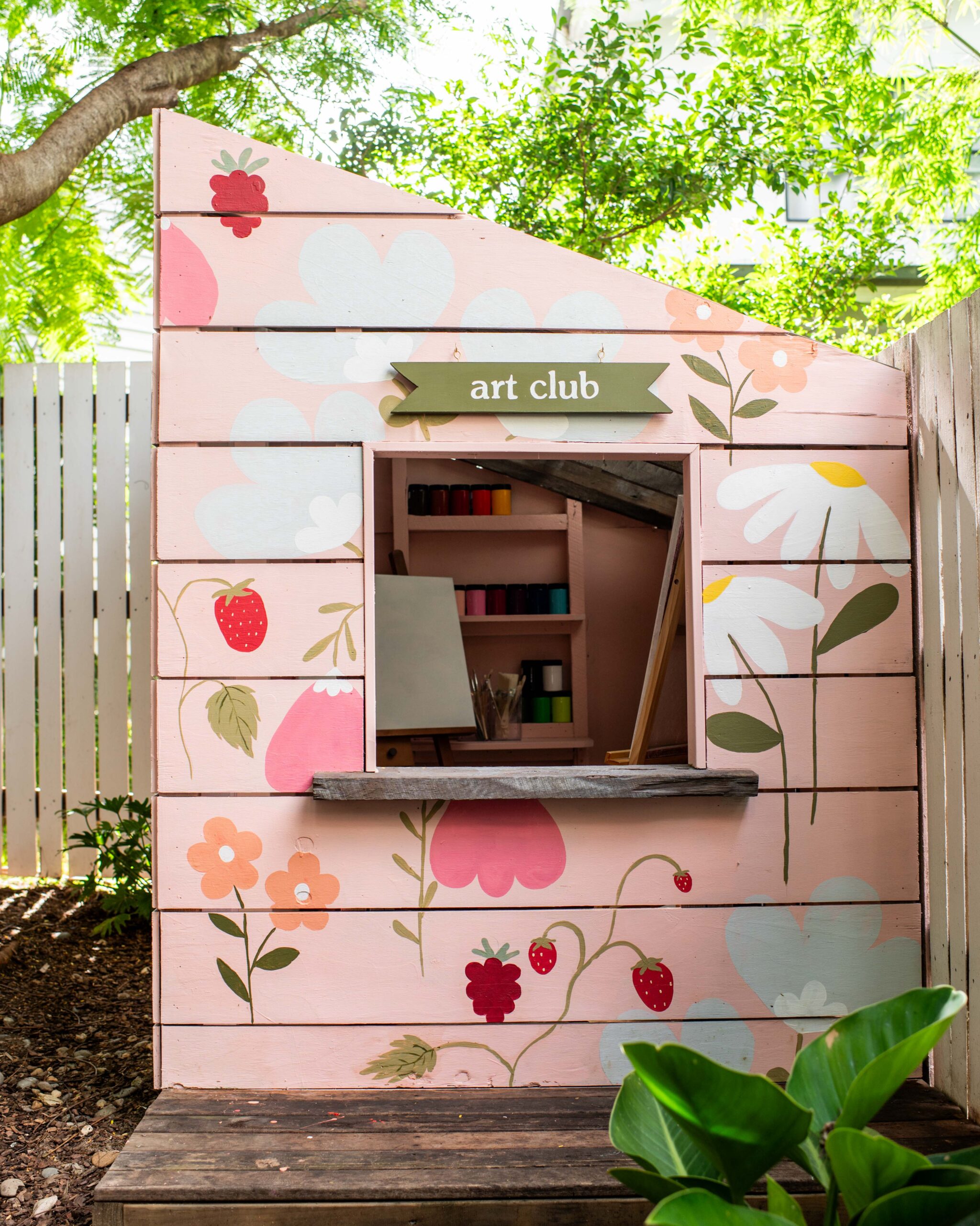 We Made a Kid's Backyard Art Studio (With A Flower Mural!)